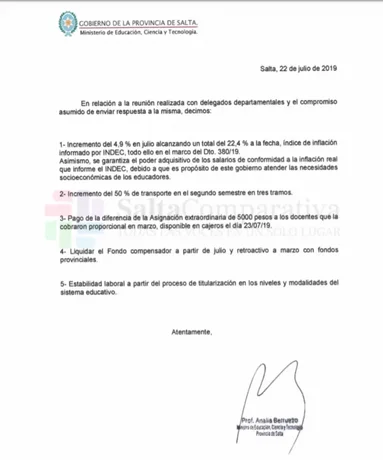 Esta es la propuesta que elevó el Gobierno a los docentes