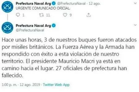 Hackearon el Twitter oficial de Prefectura Naval