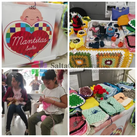 Tejen mantas para donar a niños recién nacidos