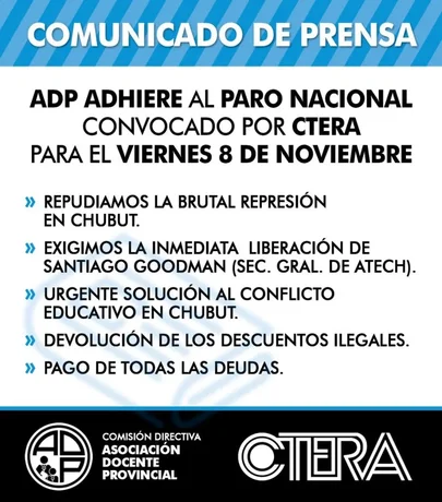 Docentes de ADP, Sitepsa y UDA para este viernes