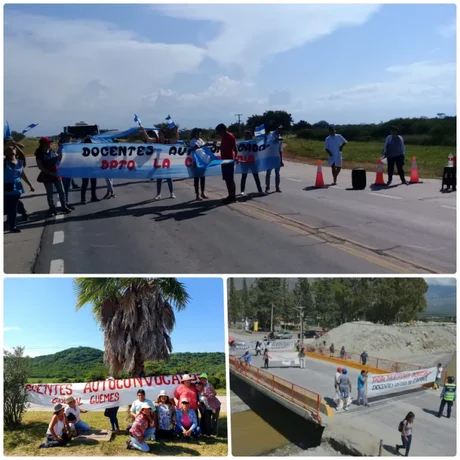 Docentes de Güemes, La Candelaria, Metán y Cafayate cortan la ruta