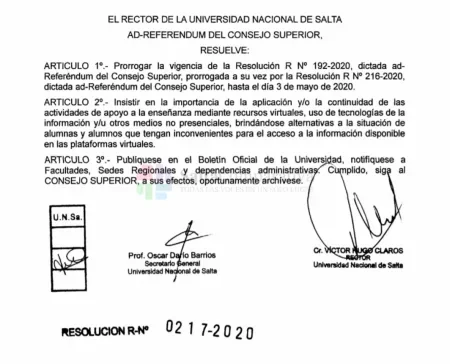 La UNSa seguirá sin clases hasta el 3 de mayo