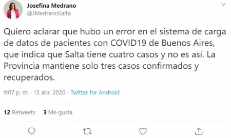 Aclaran que en Salta solo hay 3 casos positivos de coronavirus