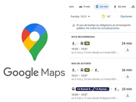 Desde Google Maps los usuarios de Saeta pueden ver los horarios de colectivos y recorridos