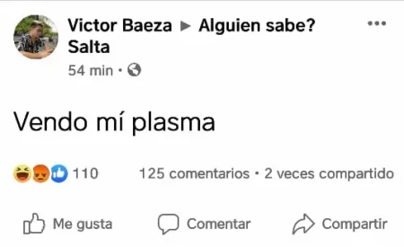 Indignación en Salta: venden plasma por facebook