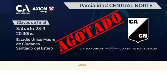 En menos de media hora se agotaron las entradas para ver a Central Norte por Copa Argentina