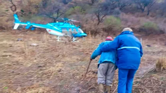 Trasladaron vía aérea a un hombre mayor de edad que se accidentó en La Caldera