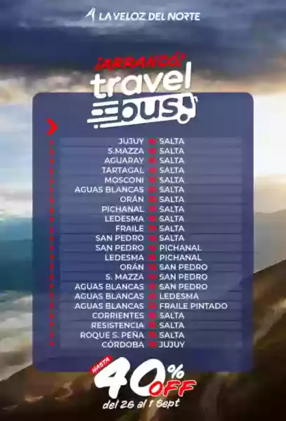 La Veloz del Norte arrancó con Travel Bus